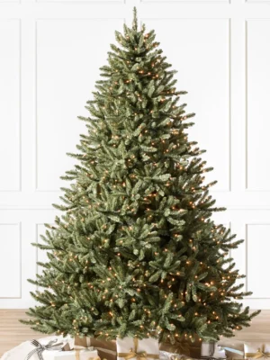 classic blue spruce artificial christmas tree – full branches, realistic blue green needles, holiday decoration